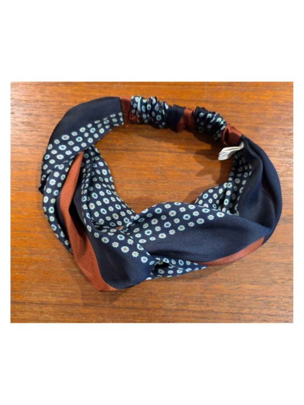 DREAM DAILY SATIN KNOTTED STRETCH HEADBAND ANTHROPOLOGIE GREEN-BLACK-BRONZE